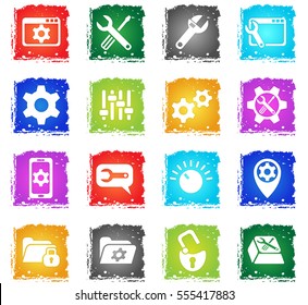 settings web icons in grunge style for user interface design