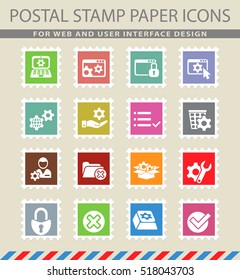 settings web icons on the postage stamps