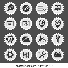 settings web icons stylized postage stamp for user interface design