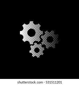 Settings - white vector icon ; halftone illustration