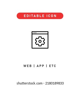 settings window editable stroke icon, outline icon for web, app, presentation, etc 