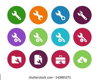 Settings Wrench circle Icons isolated on white. Vector Illustration.
