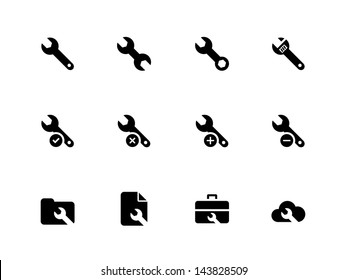 Settings Wrench Icons isolated on white. Vector Illustration.