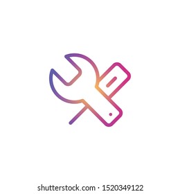 Settings Wrench  - Line Vector Icon