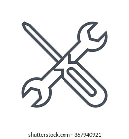 Settings, wrench and screwdriver icon suitable for info graphics, websites and print media and  interfaces. Line vector icon.