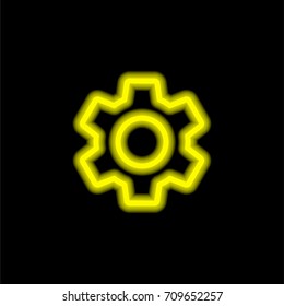 Settings yellow glowing neon ui ux icon. Glowing sign logo vector