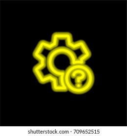 Settings yellow glowing neon ui ux icon. Glowing sign logo vector