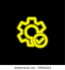 Settings yellow glowing neon ui ux icon. Glowing sign logo vector