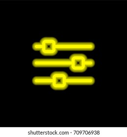 Settings yellow glowing neon ui ux icon. Glowing sign logo vector
