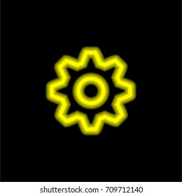 Settings yellow glowing neon ui ux icon. Glowing sign logo vector