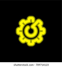 Settings yellow glowing neon ui ux icon. Glowing sign logo vector