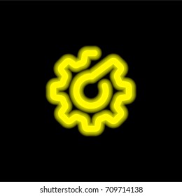 Settings yellow glowing neon ui ux icon. Glowing sign logo vector