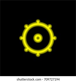 Settings yellow glowing neon ui ux icon. Glowing sign logo vector
