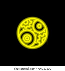 Settings yellow glowing neon ui ux icon. Glowing sign logo vector