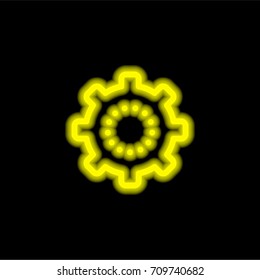 Settings yellow glowing neon ui ux icon. Glowing sign logo vector