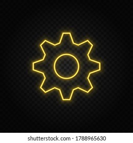 settings yellow neon icon .Transparent background. Yellow neon vector icon