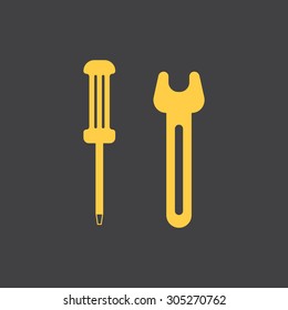 Settings,screwdriver and wrench flat simple style icon. Vector EPS8
