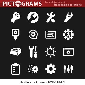 Settins web white icons for user interface design