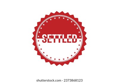 Settled red ribbon label banner. Open available now sign or Settled tag.