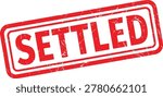 SETTLED red rubber stamp text