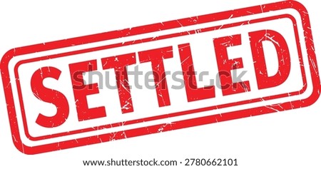 SETTLED red rubber stamp text Foto d'archivio © 