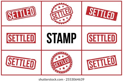 SETTLED red rubber stamp vector design.