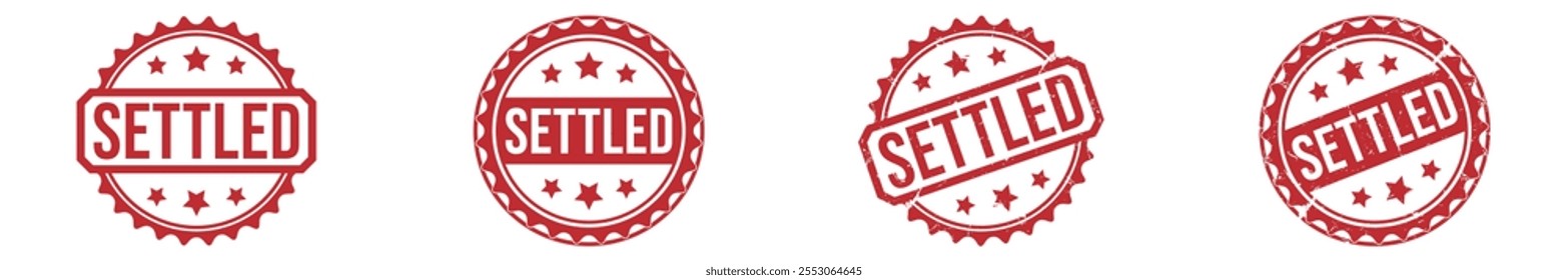 SETTLED red rubber stamp vector design.