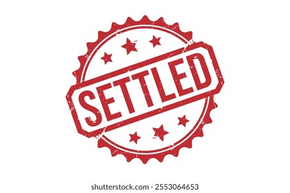 SETTLED red rubber stamp vector design.