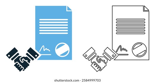 Settlement agreement icon vector, legal, contract, and dispute resolution pictogram symbol ui and ux design, glyphs and stroke line