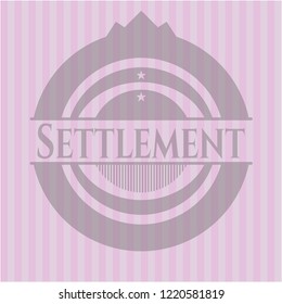 Settlement badge with pink background