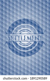Emblema o placa azul de asentamiento con fondo de patrón poligonal geométrico abstracto. Ilustración vectorial. Detallado. 