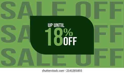 Settlement up to fifty percent off. Green banner with 18% off