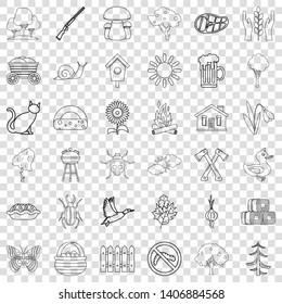 Settlement icons set. Outline style of 36 settlement vector icons for web for any design