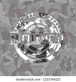 Settlement on grey camouflage texture