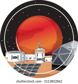 Settlement in the space badge on white background illustration