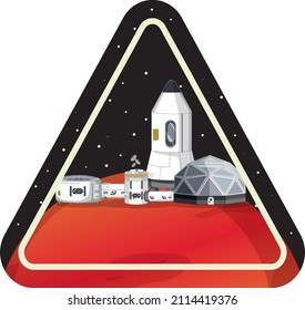 Settlement in the space badge on white background illustration