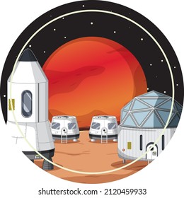 Settlement in the space badge on white background illustration