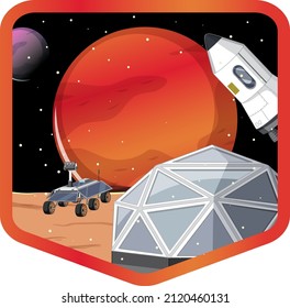 Settlement in the space badge on white background illustration