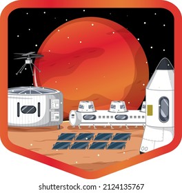 Settlement in the space badge on white background illustration