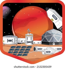 Settlement in the space badge on white background illustration