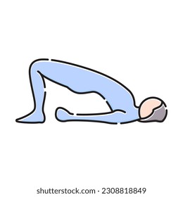 setu bandhasana yoga pose icon, setu bandhasana yoga icon symbol illustration design.