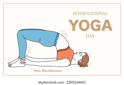 setu bandhasana yoga pose illustration for international yoga day