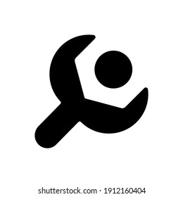 Setup black glyph icon. Settings menu. Setup-and-configuration process. System update. Phone personalization. Language selecting. Silhouette symbol on white space. Vector isolated illustration