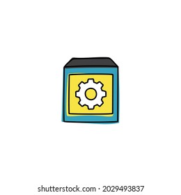 icono de instalación del cuadro de configuración en el icono de color, aislado en el fondo blanco 