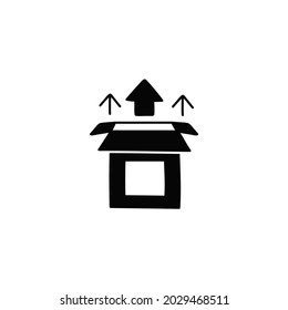 setup Box install icon in solid black flat shape glyph icon, isolated on white background 
