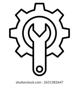 Setup icon Black and white outline flat sign vector