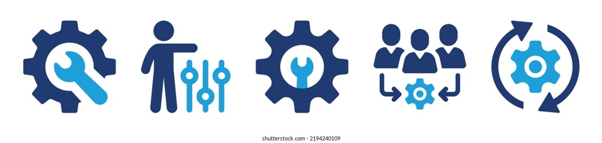 Setup icon collection. Settings, maintenance and configuration symbol vector set illustration.