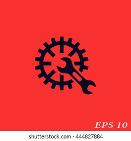 Setup icon in the form of gears and wrench.