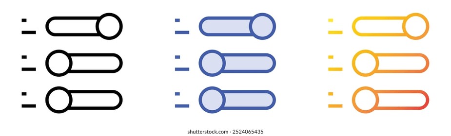 icono de configuración. Lineal, relleno azul y diseño de estilo degradado aislado sobre fondo blanco