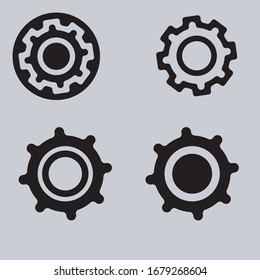 Conjunto de iconos de instalación: conjunto de esquema de 4 iconos vectoriales como opciones, cog, cog de configuración